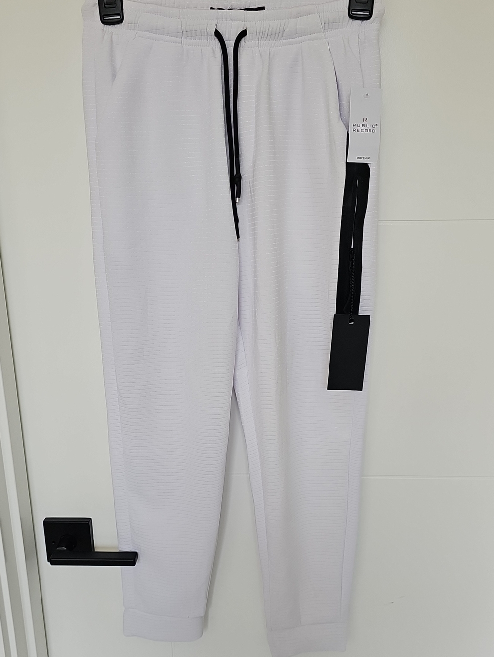 NWT Public Record White Drawstring Jogger Pants Boys Sz L 12